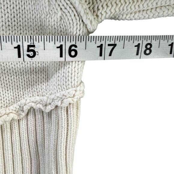 DKNY Y2K Sweater Jacket Womens M Cream Ribbed Full Zip Turtle Neck Classic Retro - Picture 9 of 15